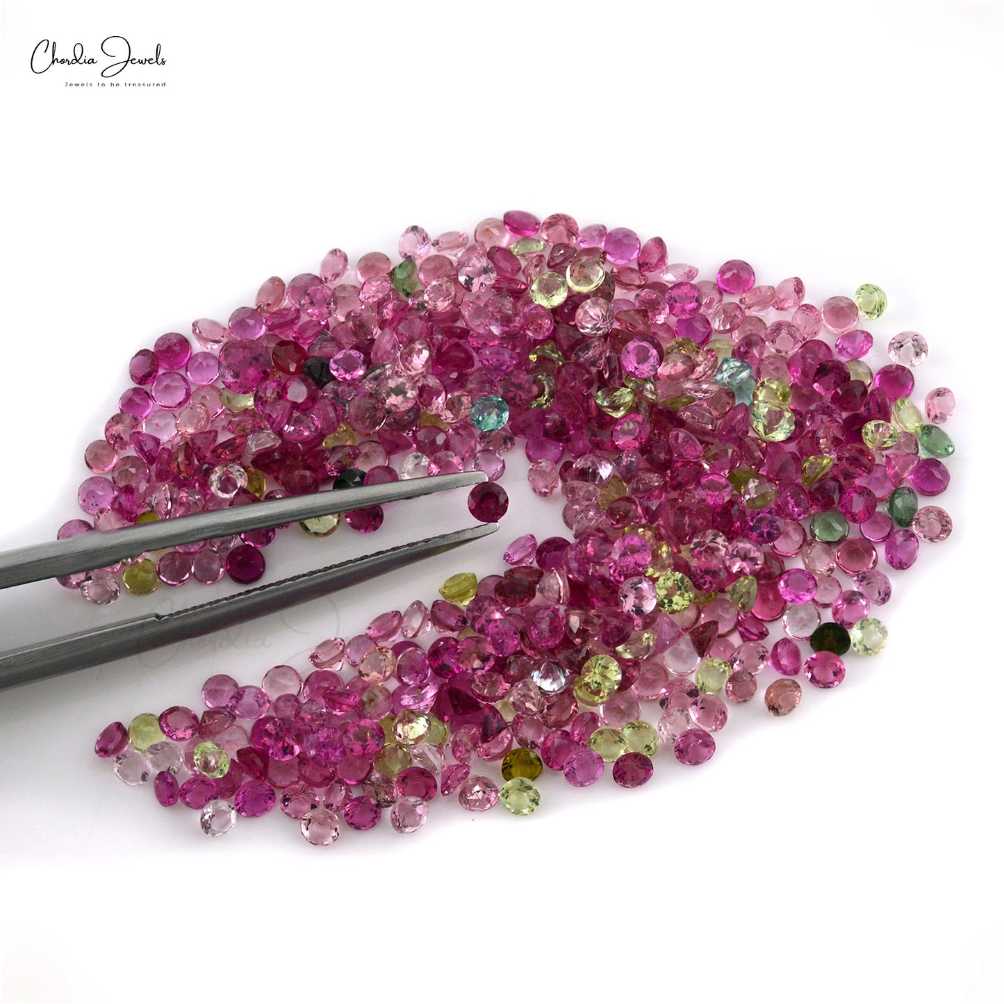 Natural Multi Tourmaline 2mm Round Brilliant Cut Gemstones For Craft, 1 Piece