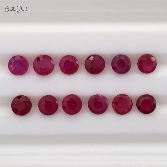 Precious Gemstone 2.60 mm - 2.90 mm Round Brilliant Cut Ruby For Jewelry, 1 Piece