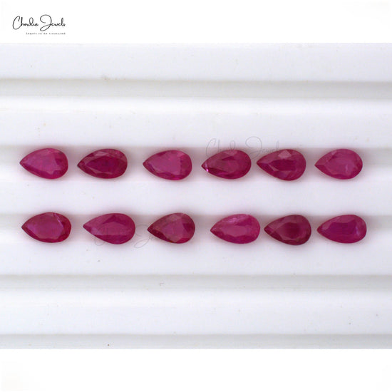 High Quality Natural Ruby Faceted Pear Cut 4x3mm, 1 Piece