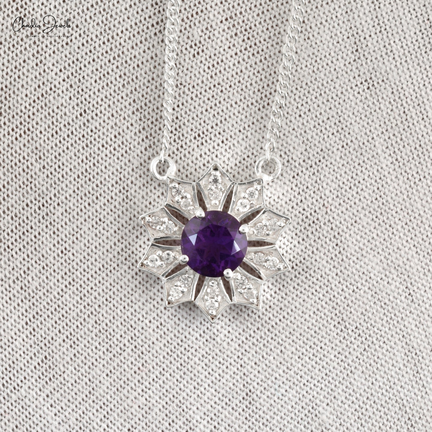 Load image into Gallery viewer, Natural Amethyst Flower Necklace 925 Sterling Silver Cubic Zircon Fashion Jewelry February Birthstone Necklace At Wholesale Price
