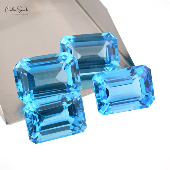 Load image into Gallery viewer, Top Quality Swiss Blue Topaz 16x12mm Emerald Cut Wholesale Price, 1 Piece

