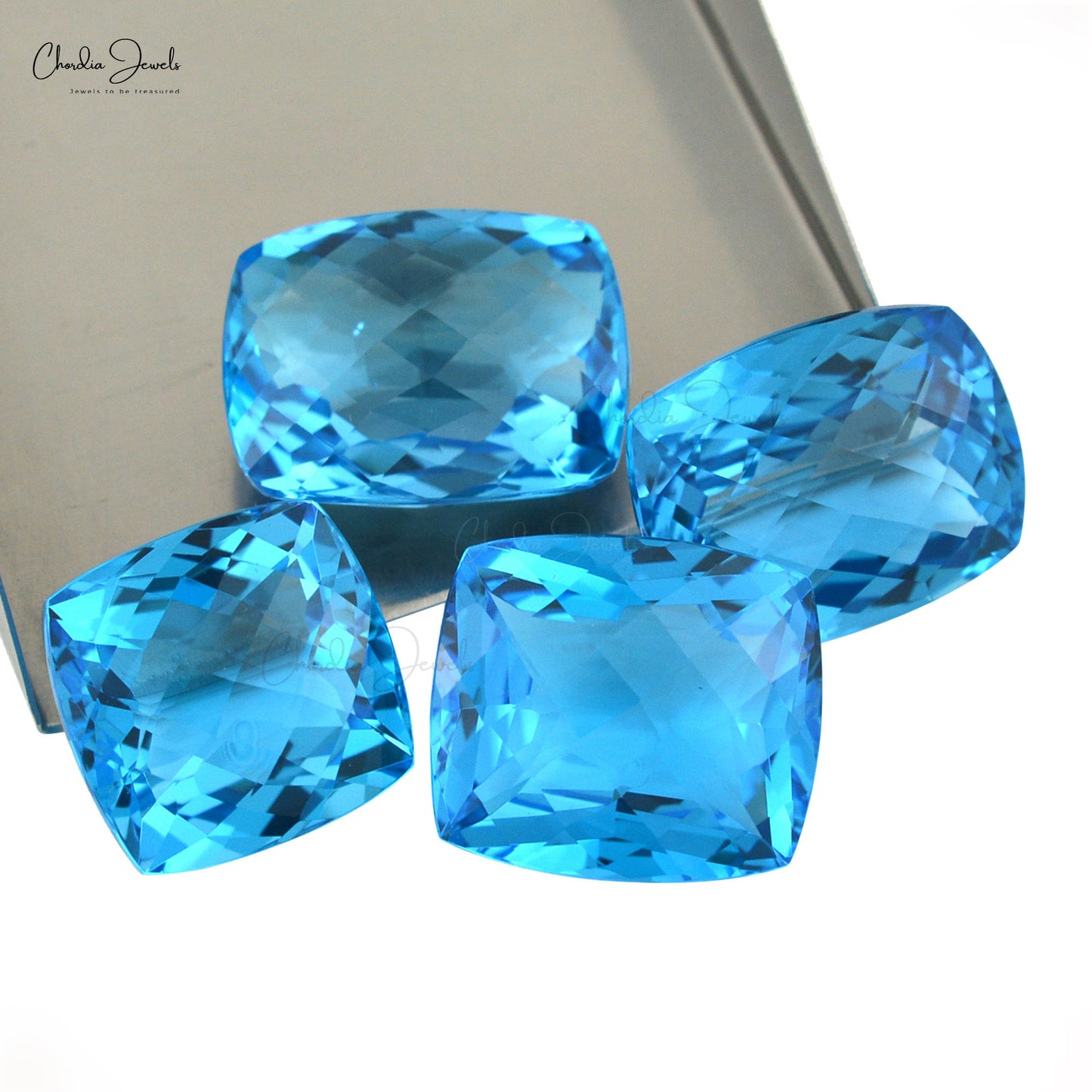 9mm Swiss Blue Topaz Faceted Cushion Loose Semi Precious Gemstone, 1piece