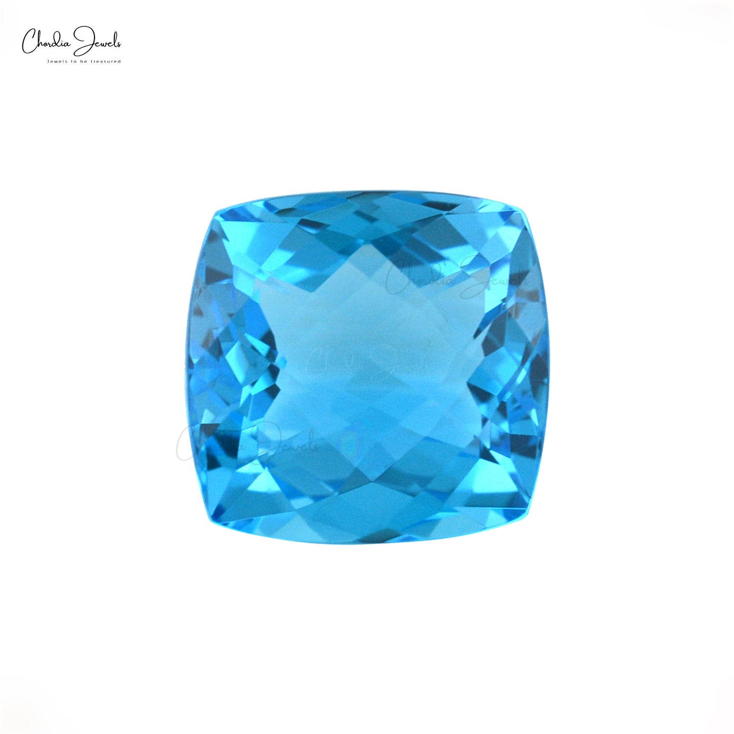 Swiss Blue Topaz Flawless 10mm Cushion Loose Gemstone, 1 Piece