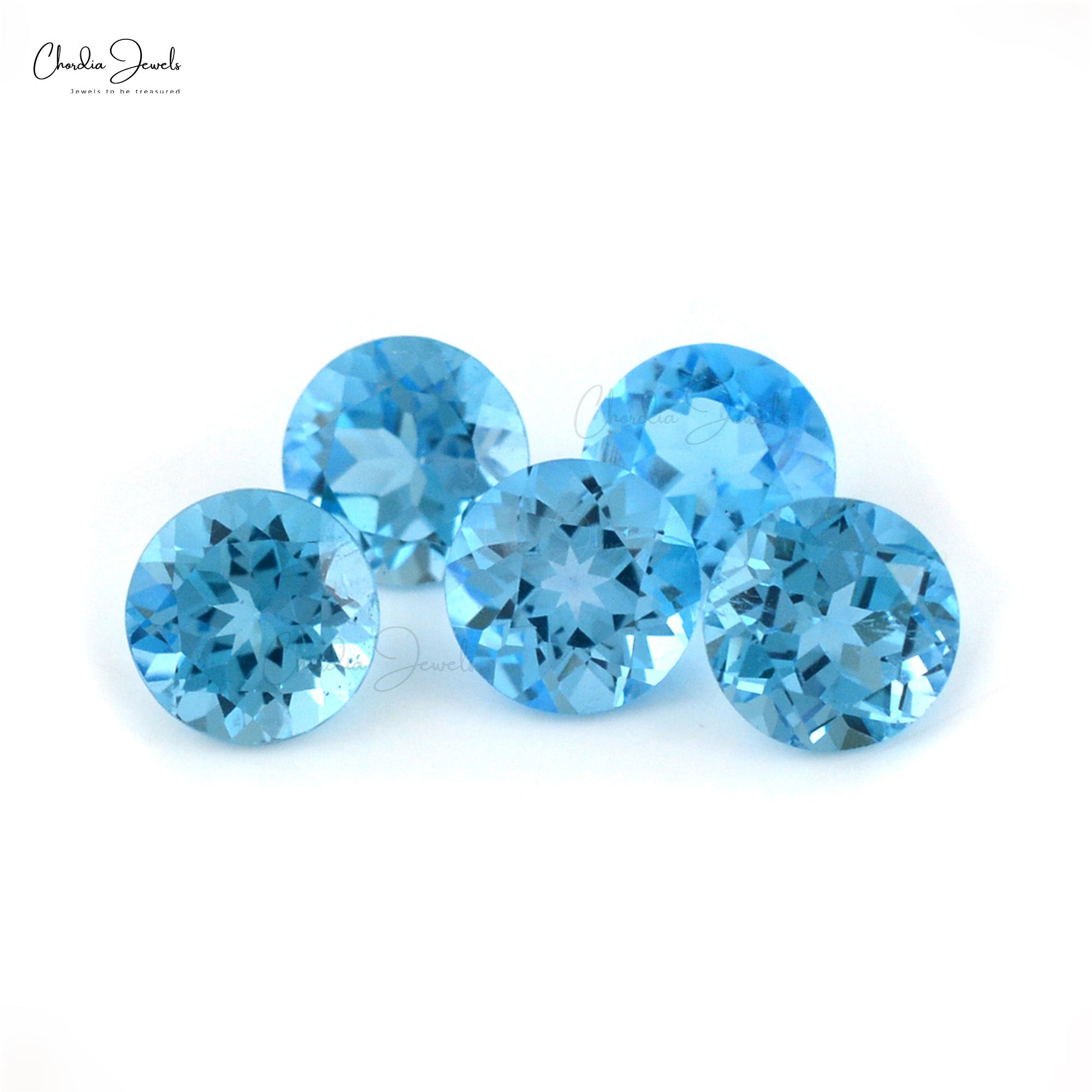 100% Natural High Quality Swiss Blue Topaz Round Faceted Gemstone, 1 P