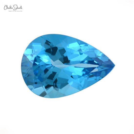 Vivid Blue Swiss Color Topaz Pear Shape Loose Gemstone 20x15mm, 1 Piece