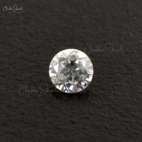 White Diamond I1-I2 / G-H 2.4MM Faceted Round Cut Natural Gemstone, 1 Piece