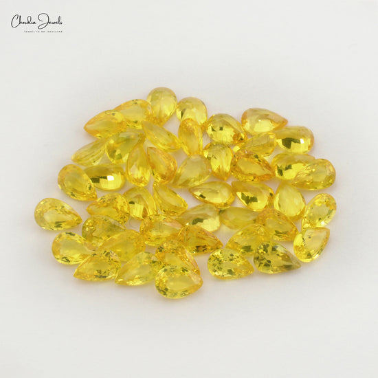 Pear-Cut Yellow Sapphire 4x3mm Precious Gemstone. Stone Weight: 0.25 Carats. Stone Cut: Excellent. Quality: AAA Grade. Birth month:  September. from Chordia Jewels