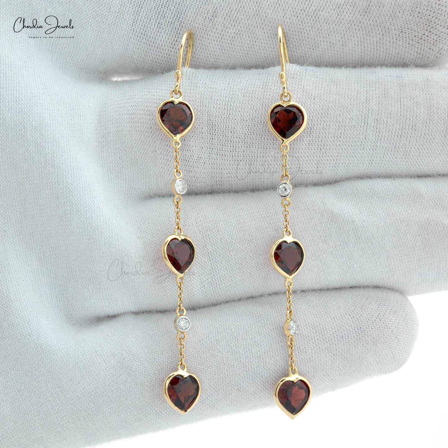 Heart Cut Natural Red Garnet Dangling Pendant in 14k Solid Yellow Gold