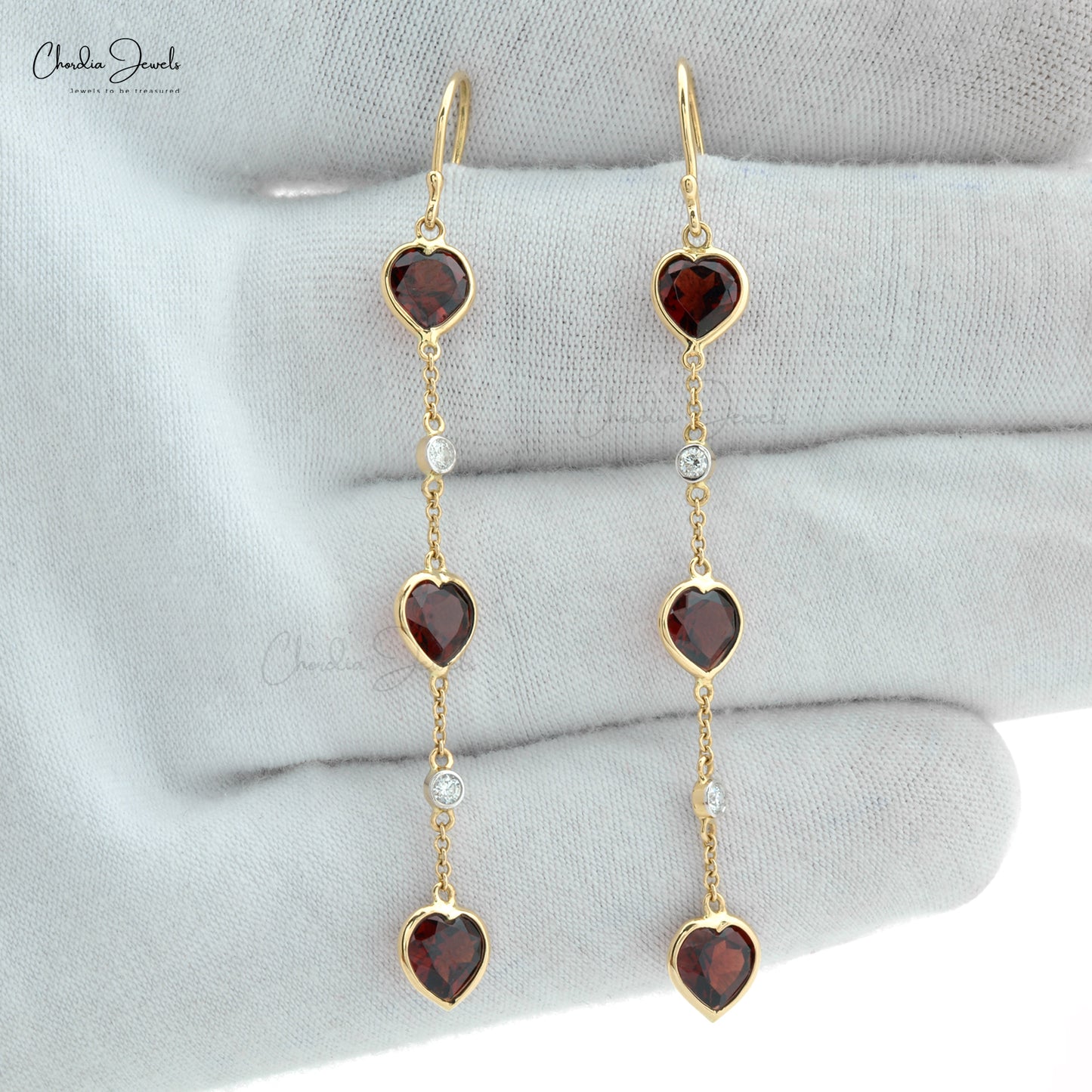 Load image into Gallery viewer, Heart Cut Natural Red Garnet Dangling Pendant in 14k Solid Yellow Gold

