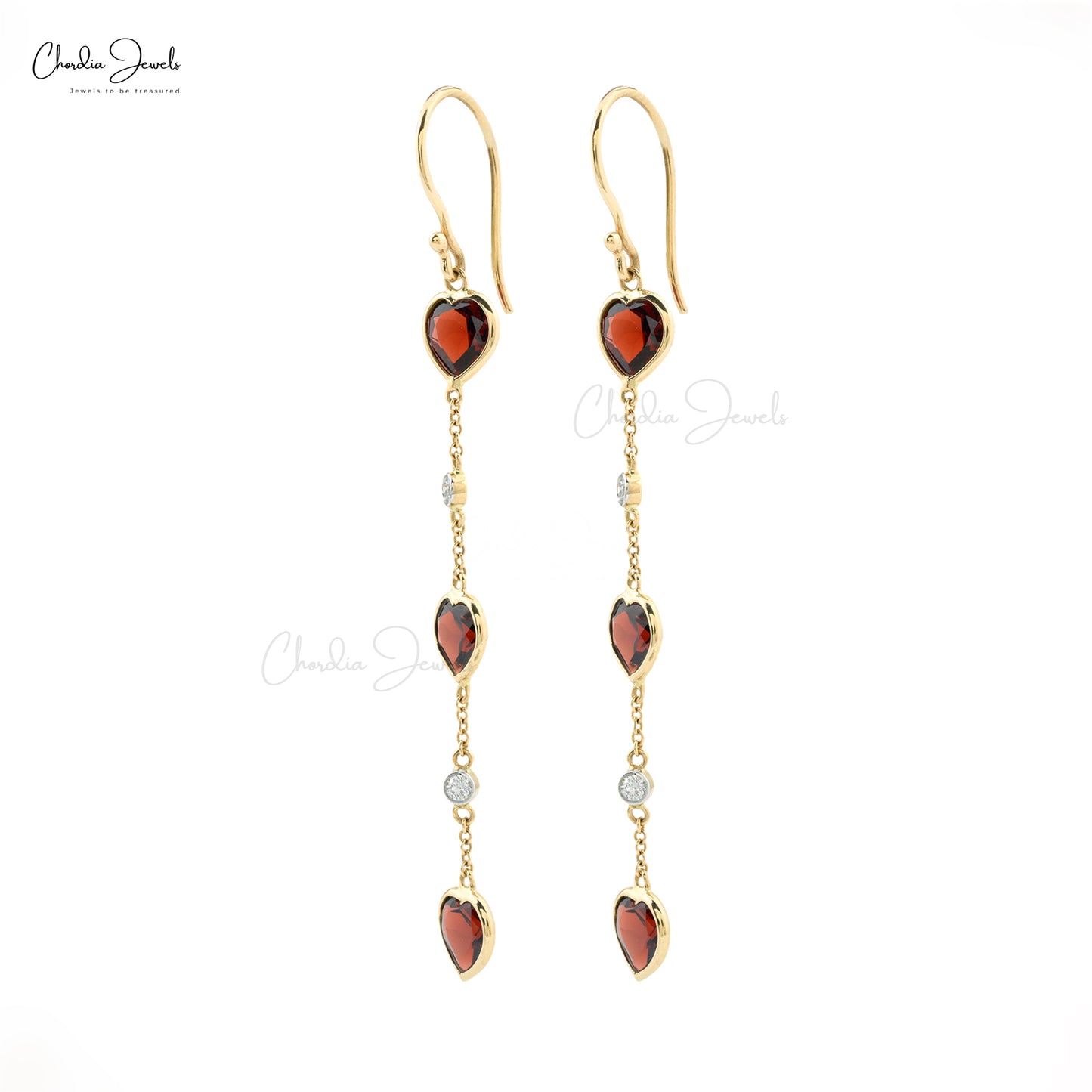 Heart Cut Natural Red Garnet Dangling Pendant in 14k Solid Yellow Gold