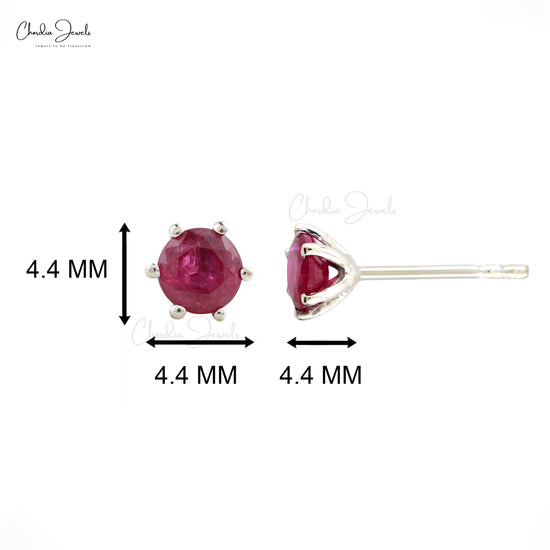 Hot Selling Jewelry Genuine Red Ruby Studs 925 Sterling Silver Round Cut Gemstone Stud Earrings At Offer Price