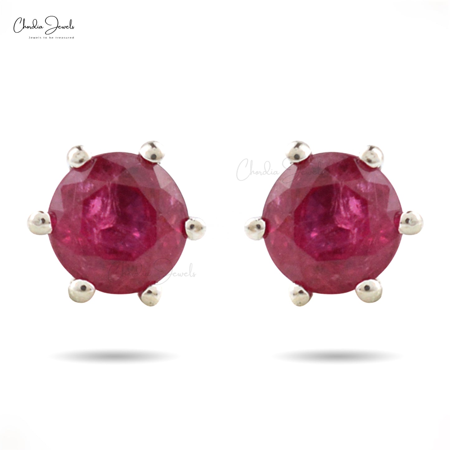 Load image into Gallery viewer, Ruby Gemstone Silver Studs Silver Earrings
