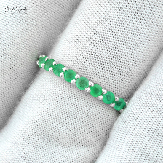 Natural Emerald Eternity Band in 14k White Gold Gift for Her