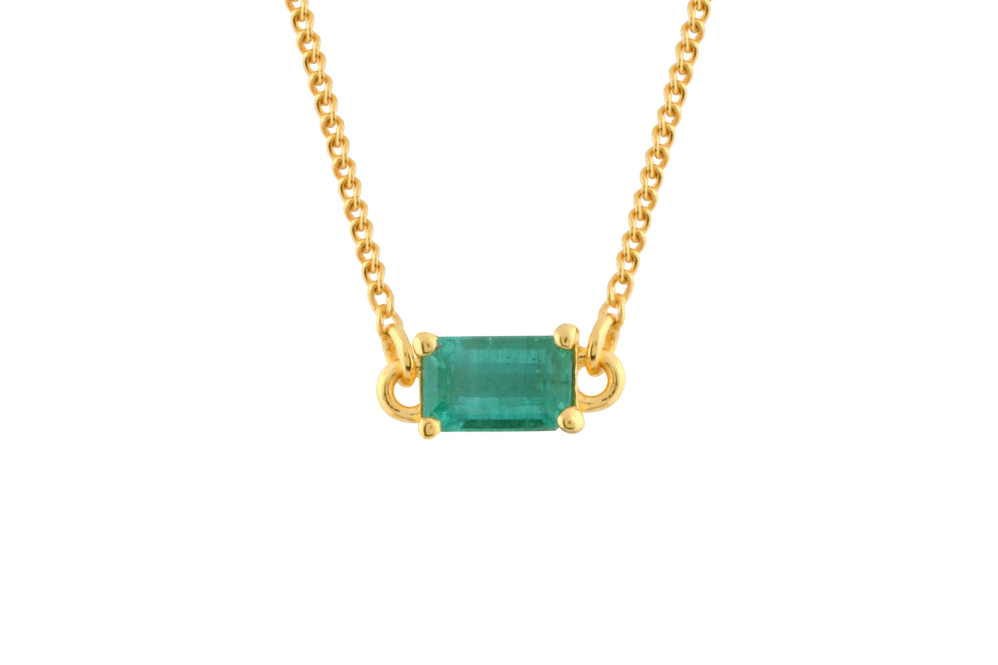 Load image into Gallery viewer, Emerald Gemstone Silver Necklace

