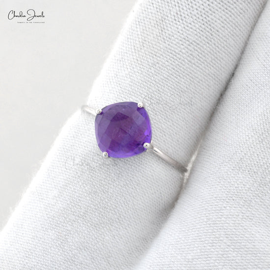 Load image into Gallery viewer, Cushion Cut Natural Amethyst Ring in 14k Solid Gold New Year Gift
