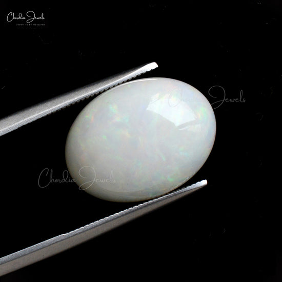 9.62 Carats Genuine Ethiopian Multi Fire Opal Smooth Cabochon Oval Semi Precious Gemstones For Ring