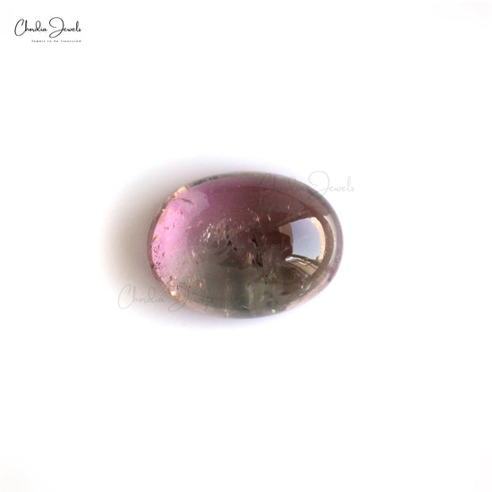 Bi Color Tourmaline 1.25 Carat Natural Oval Cabochon Loose Gemstone for Jewelry, 1 Piece