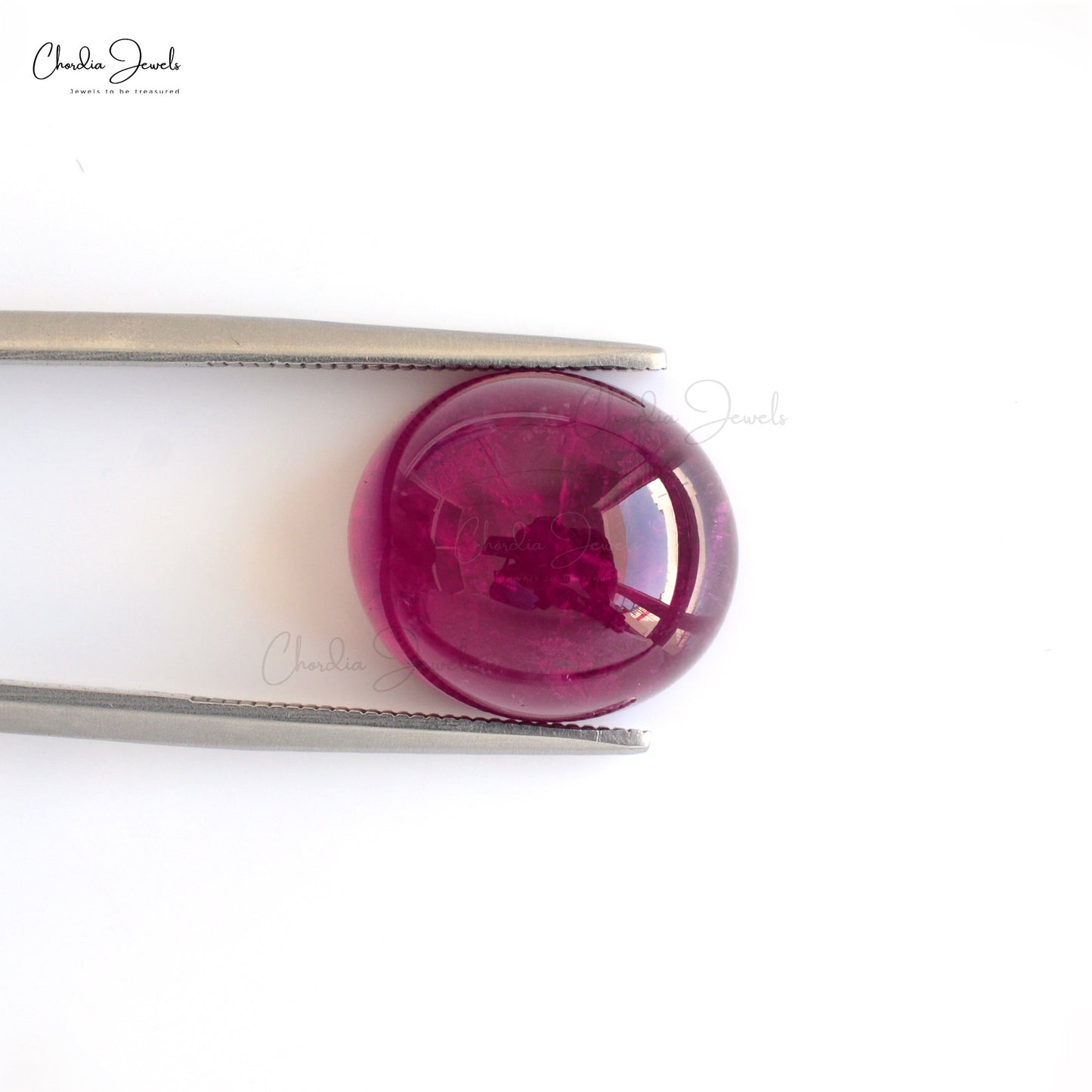 Oval Cabochon Rubellite Tourmaline 14.90 Carat Loose Gemstone for Making Necklace, 1 Piece