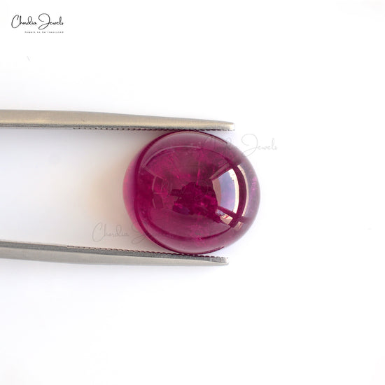 Oval Cabochon Rubellite Tourmaline 14.90 Carat Loose Gemstone for Making Necklace, 1 Piece