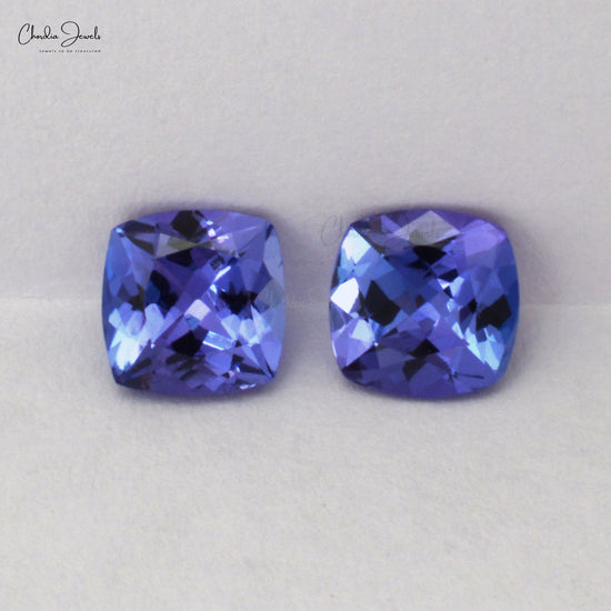 Natural Tanzanite Square Cushion Cut 6X6MM Loose Gemstone, 2 Piece