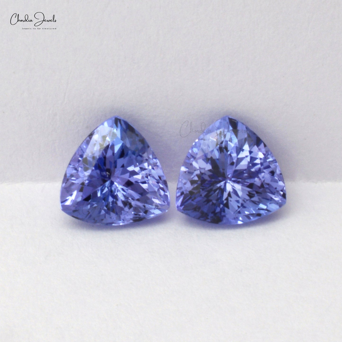 2.61 Carats Tanzanite 7X7MM Trillion Cut Natural Gemstone For Earring, 2 Piece