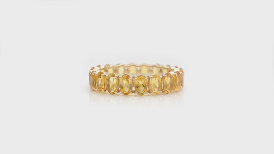 Load and play video in Gallery viewer, Natural 5X3mm Oval Cut Citrine Full Eternity Band Ring For Woman, 4.6 Carat November Birthstone Gemstone Band in 14k Solid Yellow Gold
